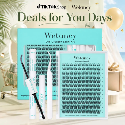 Wetancy DIY Lash Extension Kit - Manga Cluster Lashes with Waterproof Long-Lasting Bond, Soft Fluffy Lashes for Beginners